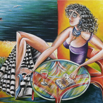 제목이 "Woman Chillout #M30…"인 미술작품 Thomas Lange로, 원작, 기름 나무 들것 프레임에 장착됨