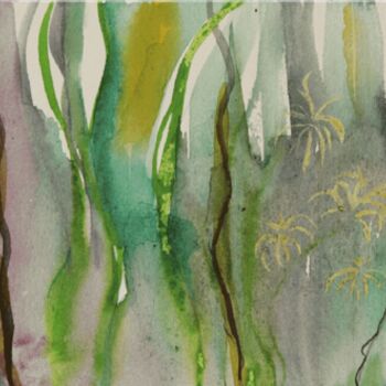Painting titled "Papyrus and Water G…" by Shobhana Tyroller, Original Artwork, Watercolor