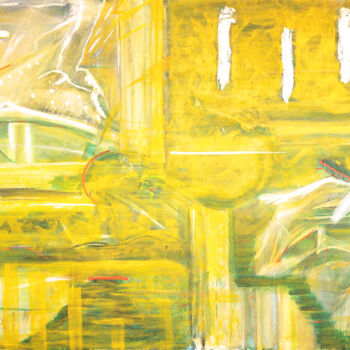 Painting titled "Abstract Yellow" by Shobhana Tyroller, Original Artwork, Acrylic