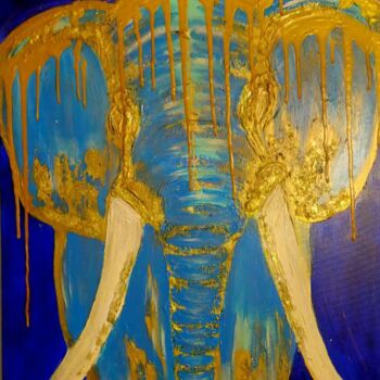 Painting titled "Golden Sage" by Natali Noir, Original Artwork, Acrylic Mounted on Wood Stretcher frame