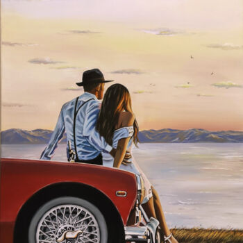 Painting titled "Forever by Your Side" by Garik Avetisyan, Original Artwork, Oil Mounted on Wood Stretcher frame