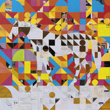 Collages titled "Caballo_dorado" by Manel Villalonga, Original Artwork, Collages