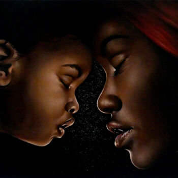 Peinture intitulée "Entre mère et fille" par Aurélie Nativel, Œuvre d'art originale, Huile Monté sur Châssis en bois