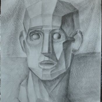 Tekening getiteld "severed cubic human…" door Yurii Kril, Origineel Kunstwerk, Potlood
