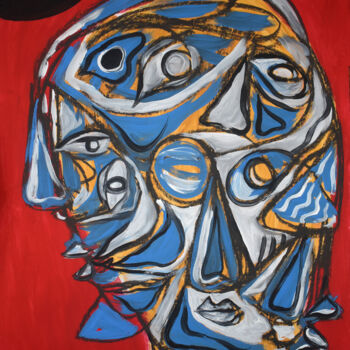 Zeichnungen mit dem Titel "'Mask 2023'" von Roman Lasa, Original-Kunstwerk, Pastell