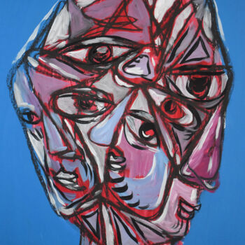 Tekening getiteld "' Mask 2023'" door Roman Lasa, Origineel Kunstwerk, Pastel
