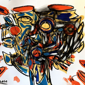 Disegno intitolato "Mask I/2024" da Roman Lasa, Opera d'arte originale, Pastello