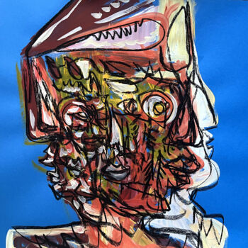 Disegno intitolato "Mask II/2024" da Roman Lasa, Opera d'arte originale, Pastello