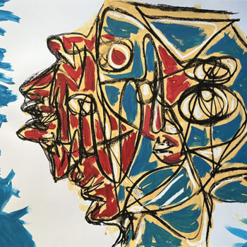 「Mask IV/2024」というタイトルの描画 Roman Lasaによって, オリジナルのアートワーク, パステル