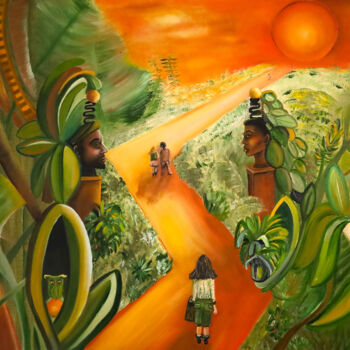Peinture intitulée "Le chemin" par Sofigael M., Œuvre d'art originale, Huile Monté sur Châssis en bois