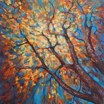 Peinture intitulée "Autumn landscape 80…" par Dmitrij Butchenko, Œuvre d'art originale, Acrylique Monté sur Châssis en bois