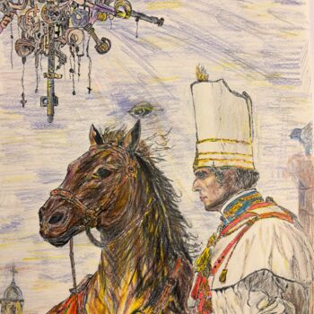 Zeichnungen mit dem Titel "The Faith Machine" von Eugen Serbanescu, Original-Kunstwerk, Tinte