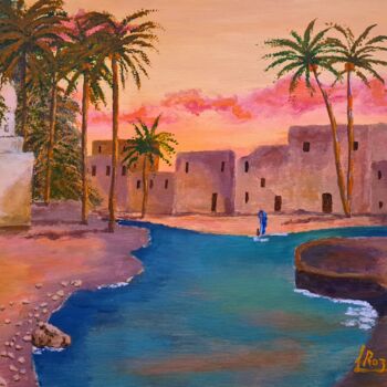 Pintura intitulada "El Marg Village Nea…" por L'Orientaliste, Obras de arte originais, Acrílico