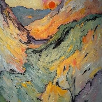 "Sunset #99" başlıklı Dijital Sanat Kyozai tarafından, Orijinal sanat, AI tarafından oluşturulan görüntü