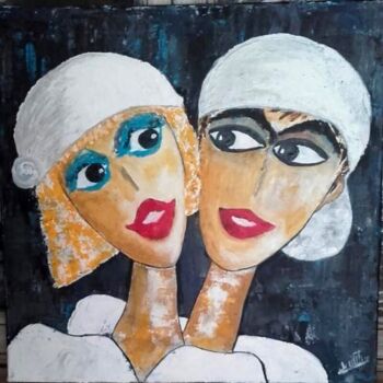 Peinture intitulée "A deux" par Nicole Carretier, Œuvre d'art originale, Acrylique