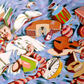 Painting titled "And finally the flo…" by Federico Cortese, Original Artwork, Oil Mounted on Wood Stretcher frame