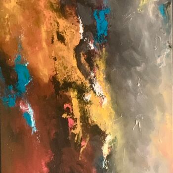 Pintura intitulada "Turquoise Ascending" por Lee Davis, Obras de arte originais, Acrílico Montado em Armação em madeira