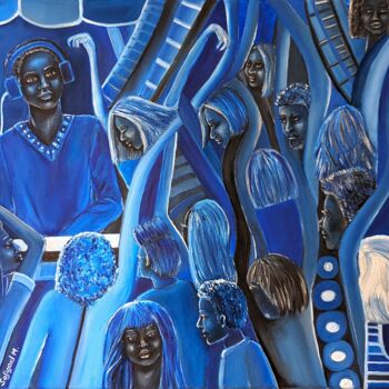 Painting titled "Transe" by Sofigael M., Original Artwork, Oil Mounted on Wood Stretcher frame