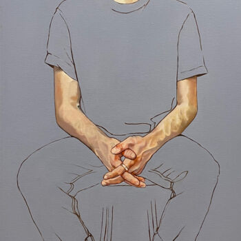 Painting titled "En Pleine Conscience" by Clotilde Maillard, Original Artwork, Oil Mounted on Wood Stretcher frame