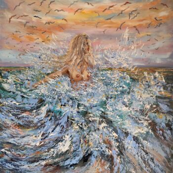 "The girl in the sea" başlıklı Tablo Maria Galan tarafından, Orijinal sanat, Petrol Ahşap Sedye çerçevesi üzerine monte edil…