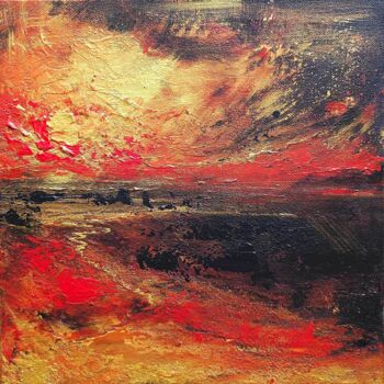 Malerei mit dem Titel "Reddish Horizon" von Sophia Kühn, Original-Kunstwerk, Acryl Auf Keilrahmen aus Holz montiert