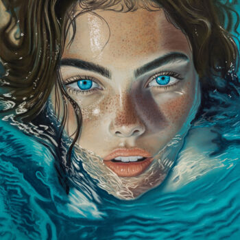Tekening getiteld "Turquoise eyes" door Inna Medvedeva, Origineel Kunstwerk, Pastel