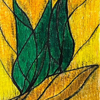 Peinture intitulée "Cyprès I ." par Jean Xavier Combe, Œuvre d'art originale, Pastel