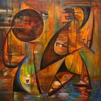 Painting titled "Паруса" by Vladimir Pi, Original Artwork, Oil