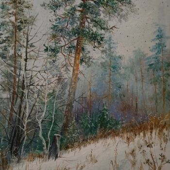 Painting titled "За снежной пеленой" by Tatiana Moskaleva, Original Artwork, Oil