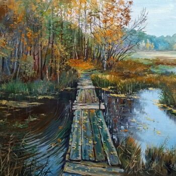 Painting titled "Мокрые мостки" by Tatiana Moskaleva, Original Artwork, Oil