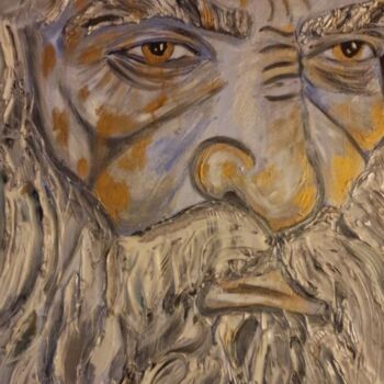Painting titled "Old sage" by Natali Noir, Original Artwork, Acrylic Mounted on Wood Stretcher frame