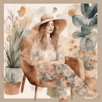 Digital Arts titled "Bohem serene" by Dinem, Original Artwork, AI generated image