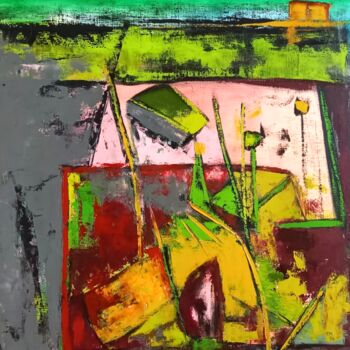 Peinture intitulée "Chaleur d'été retro…" par Frédérique Manley, Œuvre d'art originale, Huile