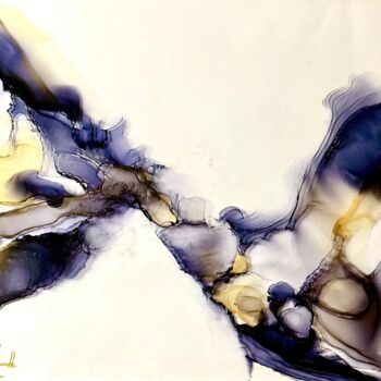 Painting titled "Tandem" by Alina Lark, Original Artwork, Ink Mounted on Glass