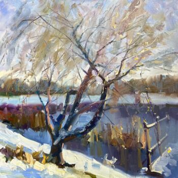Pittura intitolato "Melody of Branches" da Elena Tretiakova, Opera d'arte originale, Olio Montato su Telaio per barella in l…