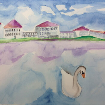 Peinture intitulée "Nymphenburger Schlo…" par Paul Riedel, Œuvre d'art originale, Aquarelle