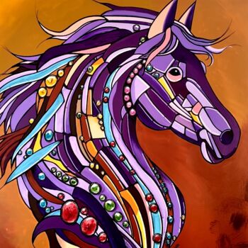 Peinture intitulée "l'esprit du galop e…" par Pascal Chaduiron (Cha), Œuvre d'art originale, Acrylique Monté sur Châssis en…