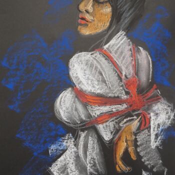 Zeichnungen mit dem Titel "Twilight Shibari" von Alfia Kircheva, Original-Kunstwerk, Pastell