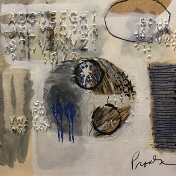 Painting titled ""L'alphabet"" by Johanne Proulx, Original Artwork, Acrylic Mounted on Wood Stretcher frame