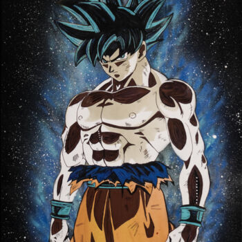 Ζωγραφική με τίτλο "Sangoku Super Sayan" από Stan Di Meo, Αυθεντικά έργα τέχνης, Σπρέι βαφής Τοποθετήθηκε στο Ξύλινο φορείο…