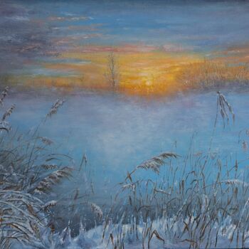 Painting titled "Oil painting winer…" by Dmitrij Butchenko, Original Artwork, Oil Mounted on Wood Stretcher frame