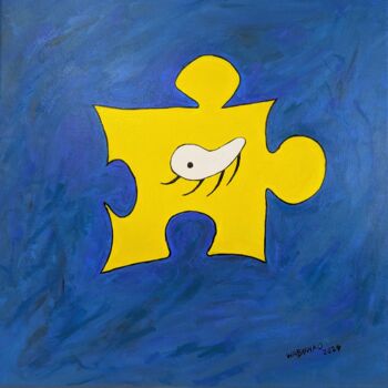 Peinture intitulée "Puzzle yellow" par Wabyanko, Œuvre d'art originale, Acrylique Monté sur Châssis en bois
