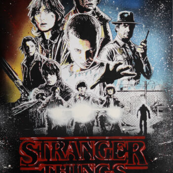 Ζωγραφική με τίτλο "Stranger Things pai…" από Stan Di Meo, Αυθεντικά έργα τέχνης, Σπρέι βαφής Τοποθετήθηκε στο Ξύλινο φορείο…