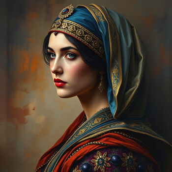 Digital Arts με τίτλο "Portrait of a Gipsy…" από Fareed Ahmed, Αυθεντικά έργα τέχνης, Εικόνα που δημιουργήθηκε με AI