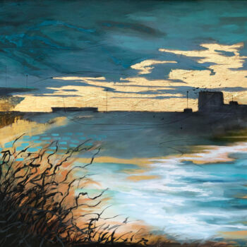 Painting titled "Dusky Foreshore" by Astrid Dahl, Original Artwork, Oil
