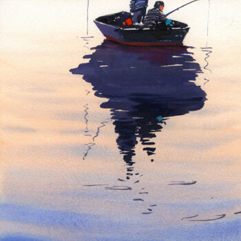 Peinture intitulée "Sunset" par Alina Shangina, Œuvre d'art originale, Aquarelle