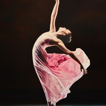 Painting titled "Ballerina" by Istvan Cene Gal, Original Artwork, Oil Mounted on Wood Stretcher frame