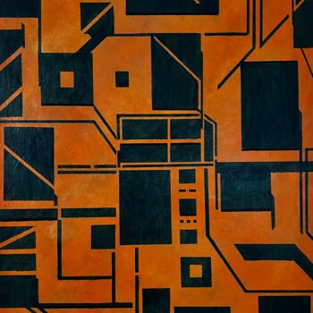 Peinture intitulée "Geometry of Silence" par Oleg Strokatyy, Œuvre d'art originale, Acrylique Monté sur Châssis en bois