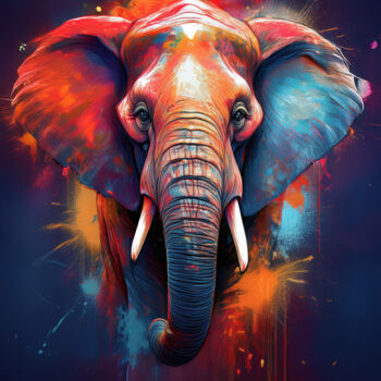 Grafika cyfrowa / sztuka generowana cyfrowo zatytułowany „Elephant Digital Po…” autorstwa Mathias (1975), Oryginalna praca,…