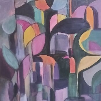 Peinture intitulée "Graphics of a plant…" par Anastasiia Kolomashkina, Œuvre d'art originale, Acrylique Monté sur Carton